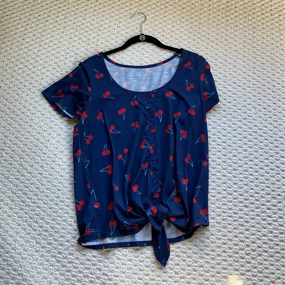 Size M Cherry Pattern Blouse